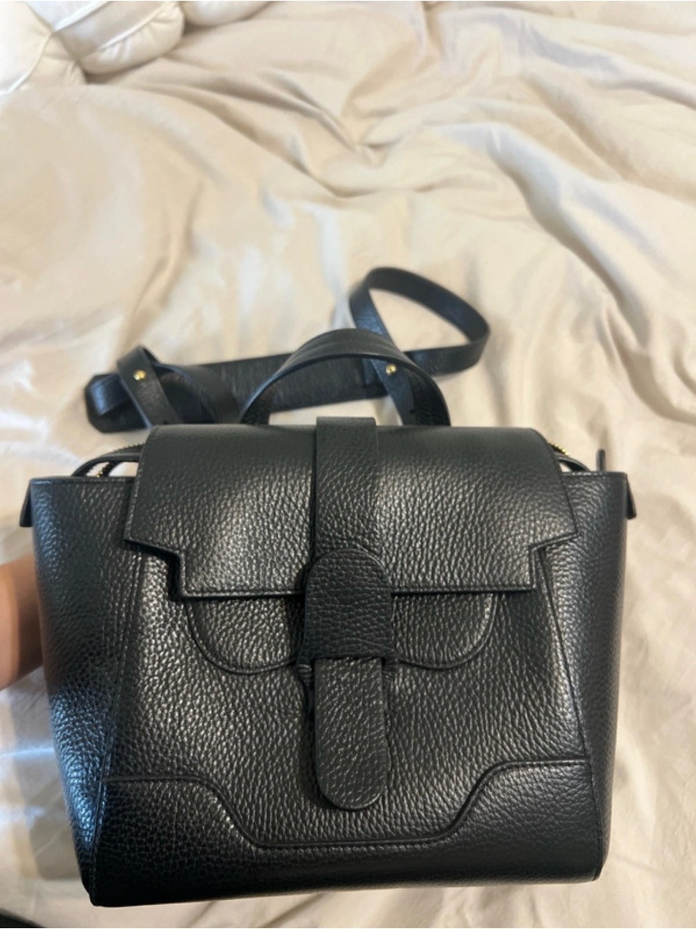 Senreve Black Pebbled Leather Crossbody Bag